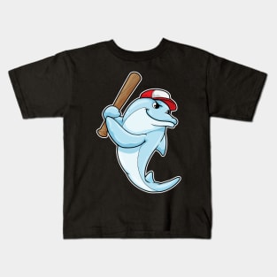 Dolphin at Baseball as Batsman Kids T-Shirt